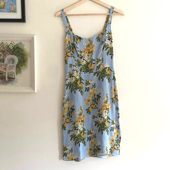 REFORMATION Citrus Lemon Tree Print Amalfi Mini Dress Size 6 - Picture 3 of 6